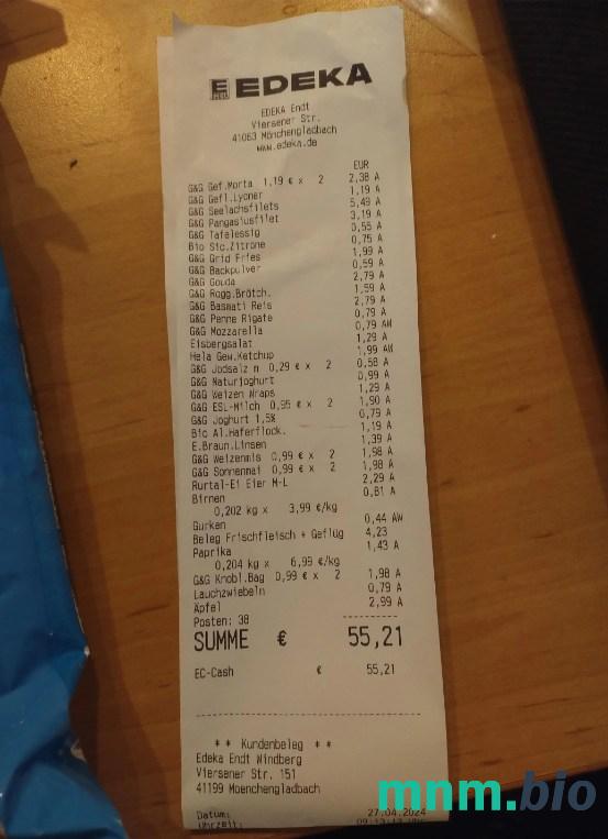 Edeka Supermarket szablon pokwitowania płatności PSD